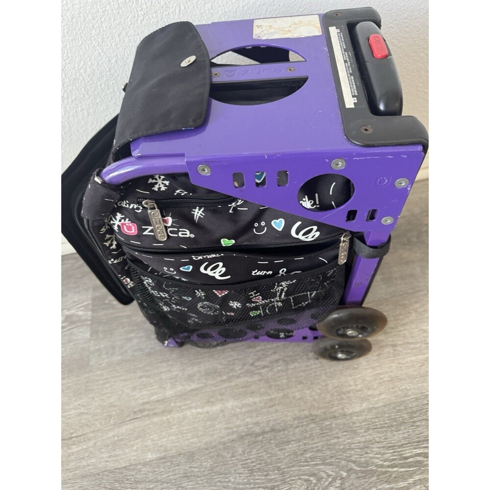 ZUCA Rolling Bag Black Purple Travel Sport Cart Backpack Wheels Ice Skating - Picture 2 of 4